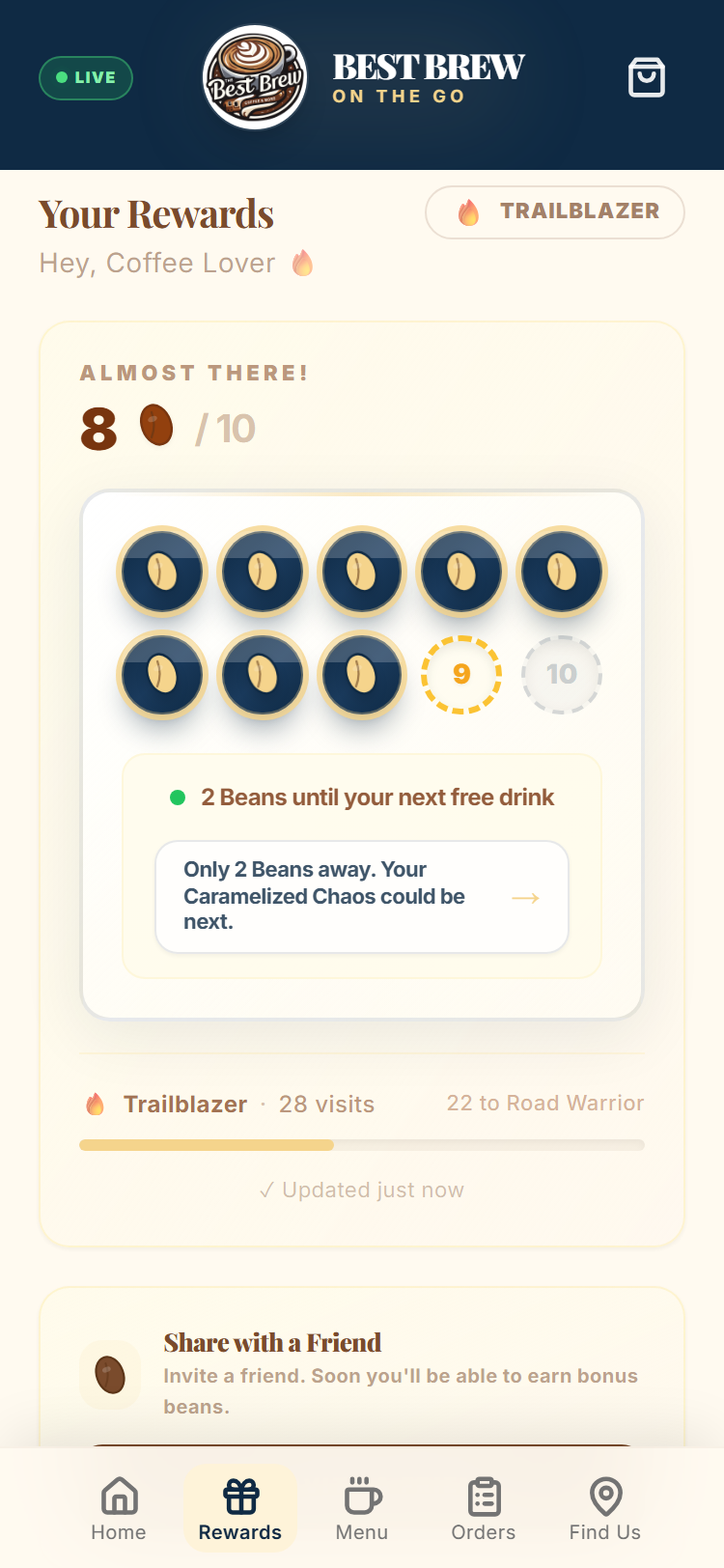 Best Brew Rewards Punchcard